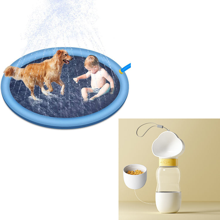 Tapis de jeu antidérapant avec jets d'eau pour enfants et animaux – Piscine extérieure été, fontaine de jardin, jouet d’eau amusant