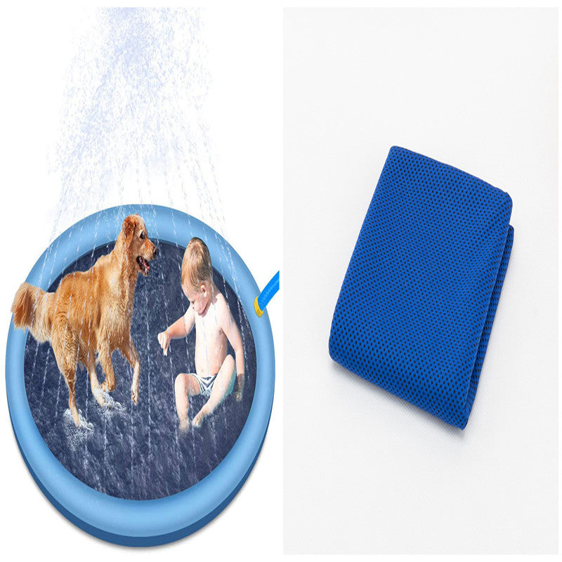 Tapis de jeu antidérapant avec jets d'eau pour enfants et animaux – Piscine extérieure été, fontaine de jardin, jouet d’eau amusant