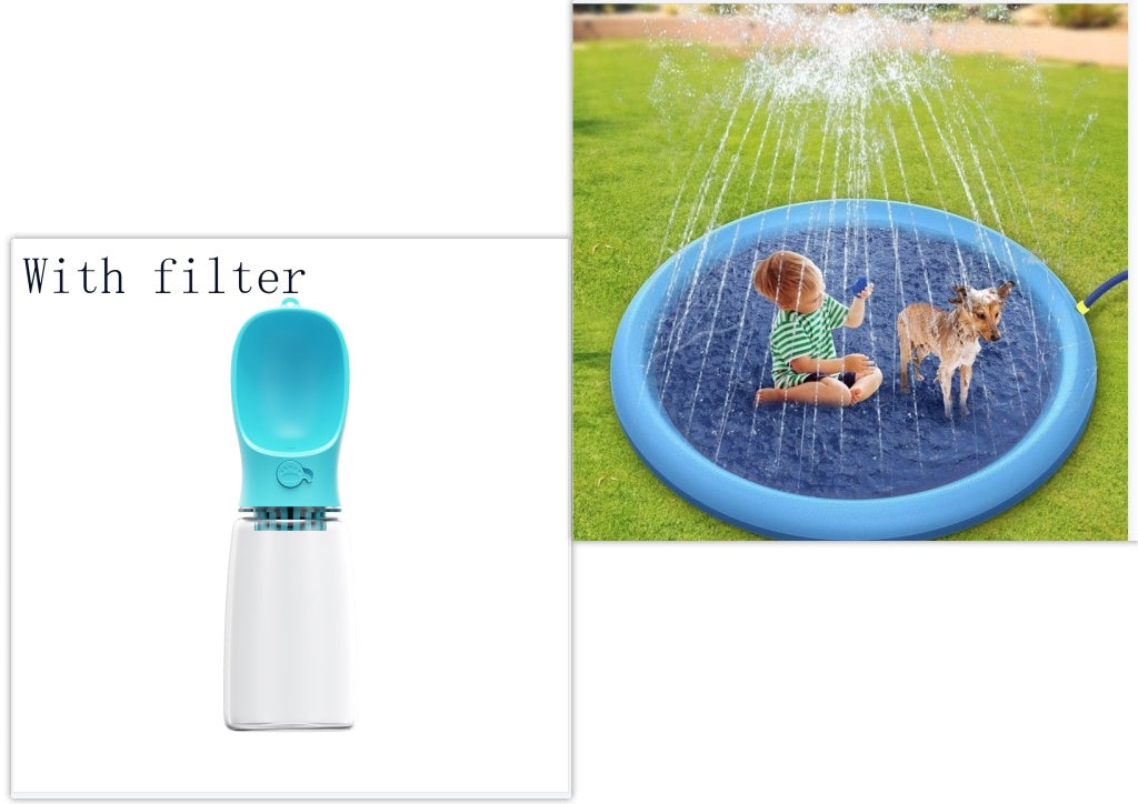 Tapis de jeu antidérapant avec jets d'eau pour enfants et animaux – Piscine extérieure été, fontaine de jardin, jouet d’eau amusant