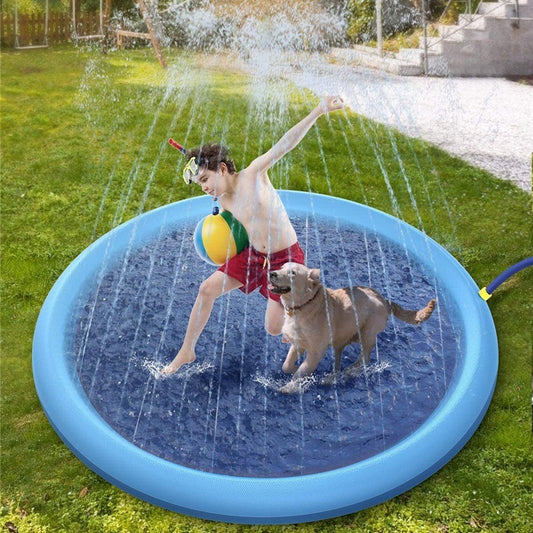 Tapis de jeu antidérapant avec jets d'eau pour enfants et animaux – Piscine extérieure été, fontaine de jardin, jouet d’eau amusant